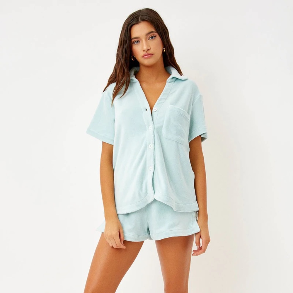 NWT Frankie's Bikinis Coco Top Baby Blue